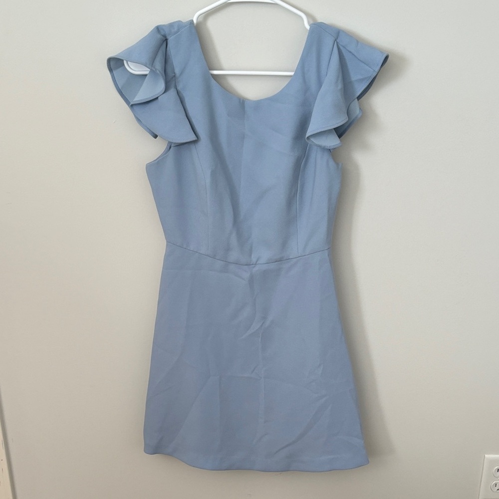 BCBGeneration Light Blue Dress with Ruffle Sleeves